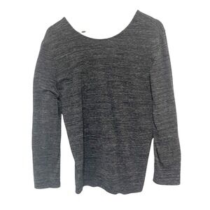J Jill Pure Jill Womens Top L Long Sleeve Heathered Gray Tee Stretch Knot Back